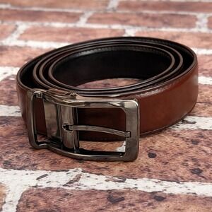 Men's Reversible Leather Ratchet Belt Black Brown Adjustable No Holes Size 50-52